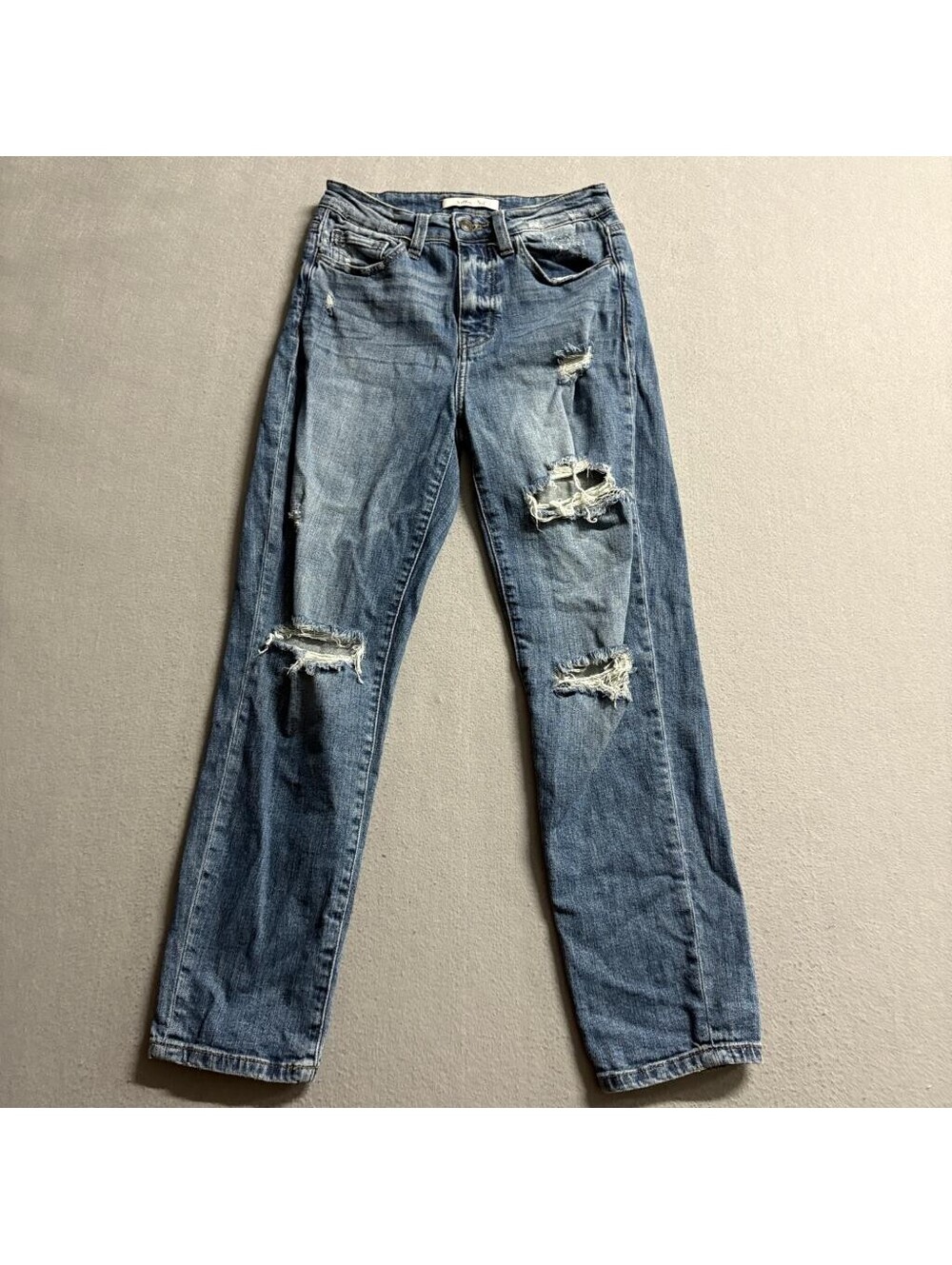 Willow & Root The Mom Jean Womens Size 25 Distressed High Rise Blue Denim Jeans